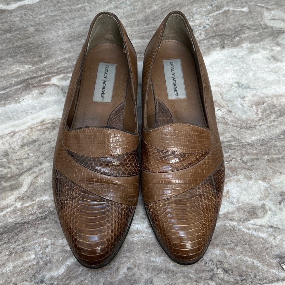 STACY ADAMS Men Brown Snake Leather Dress Loafer Slip On Shoe Sz 12 M